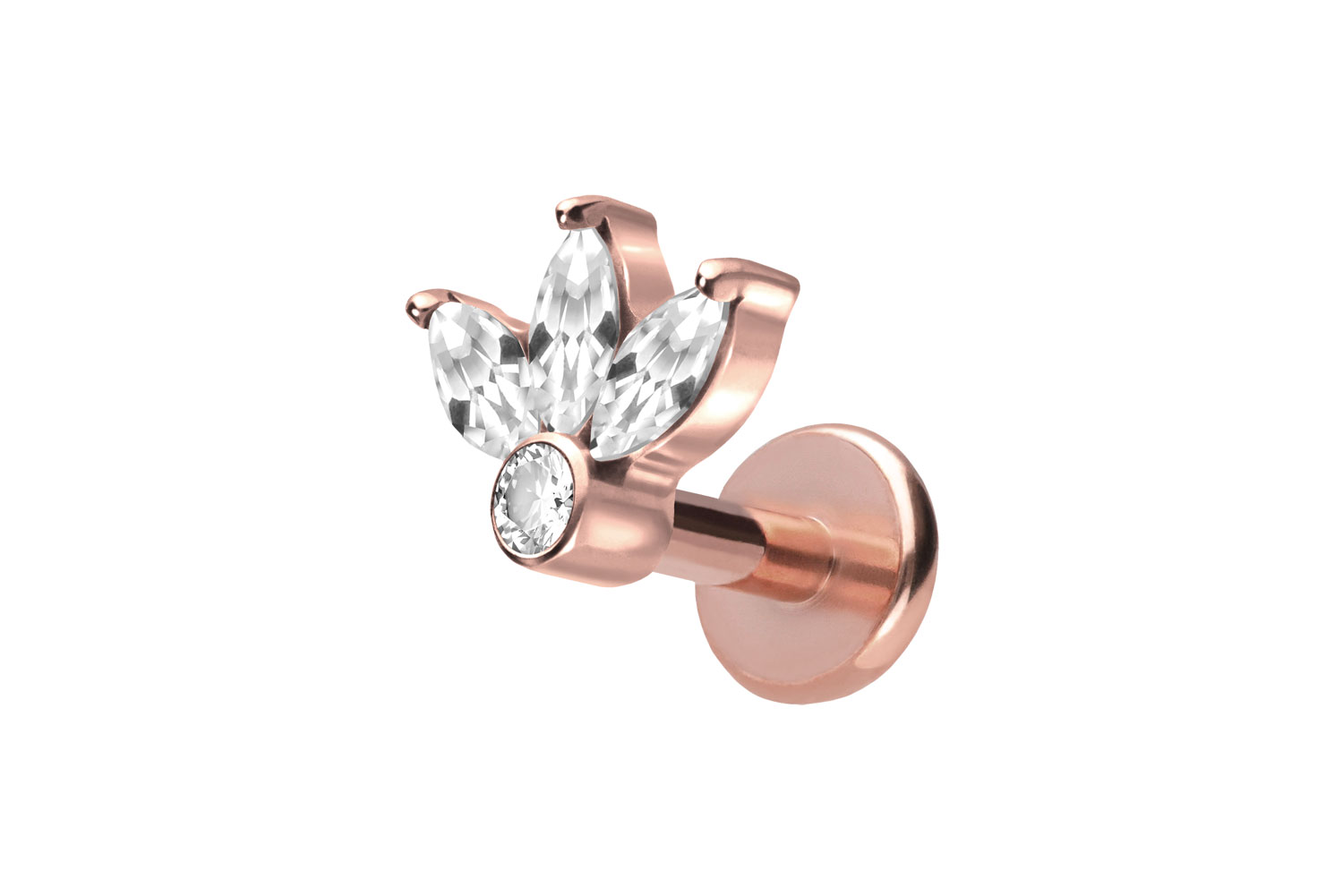 Titan Labret Piercing mit Push Fit LOTUSBLÜTE